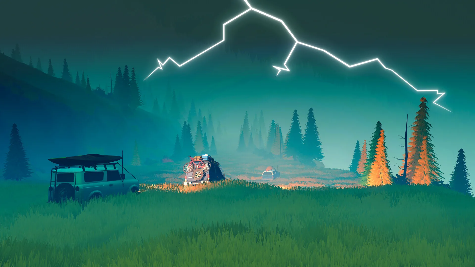 Over the Hill — a campsite beneath the glowing mountain ridgeline at dusk